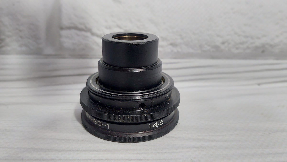 RARE Sharp OMP 1-60-1 60mm f/4.5 USSR Micro Macro 14.8x lens M39 BeLOMO