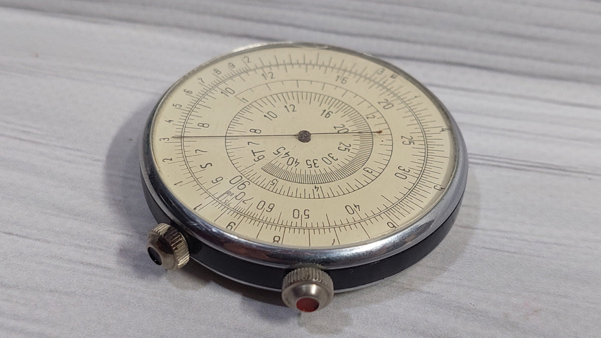 Vintage round rule 1965.pocket calculator, Math tool, Mathematics Round slide rule