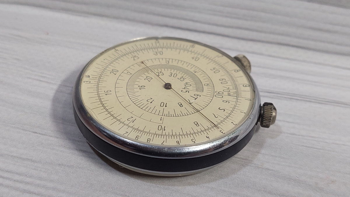 Vintage round rule 1965.pocket calculator, Math tool, Mathematics Round slide rule