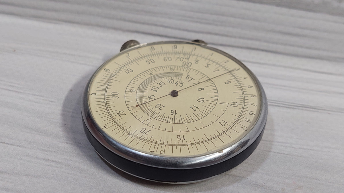 Vintage round rule 1965.pocket calculator, Math tool, Mathematics Round slide rule