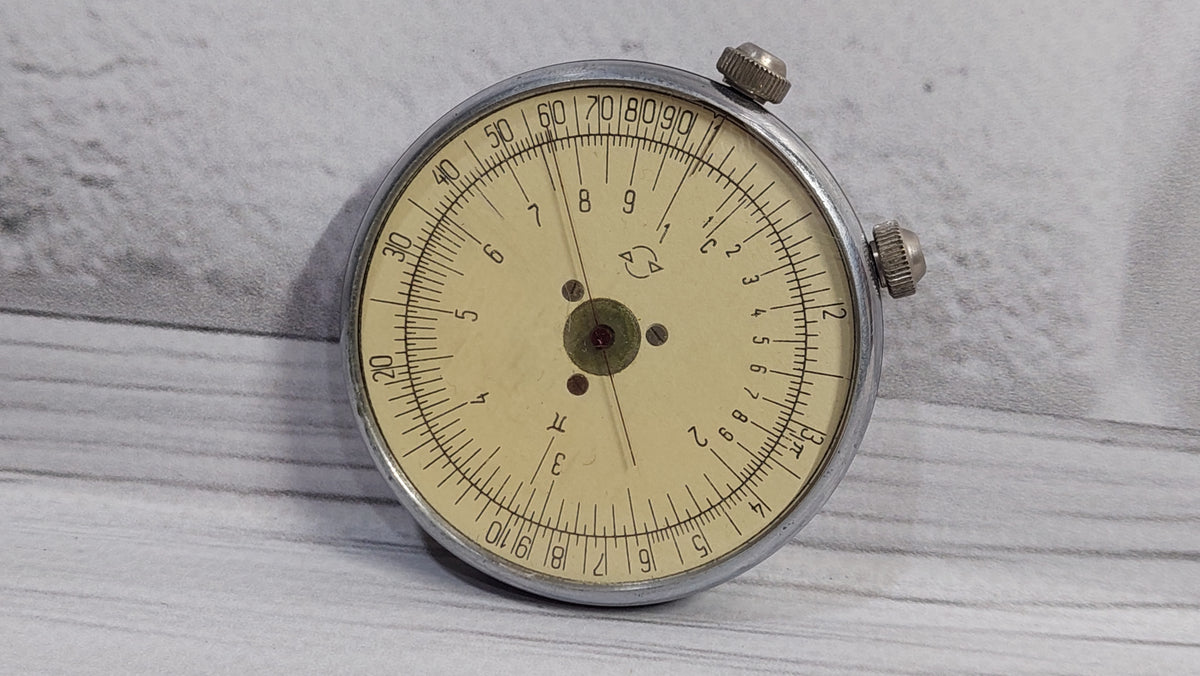 Vintage round rule 1965.pocket calculator, Math tool, Mathematics Round slide rule
