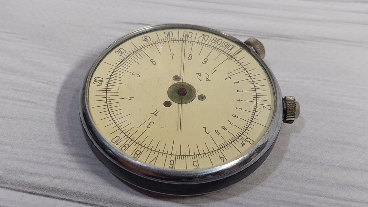 Vintage round rule 1965.pocket calculator, Math tool, Mathematics Round slide rule