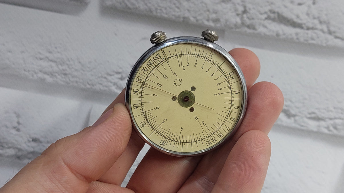 Vintage round rule 1965.pocket calculator, Math tool, Mathematics Round slide rule