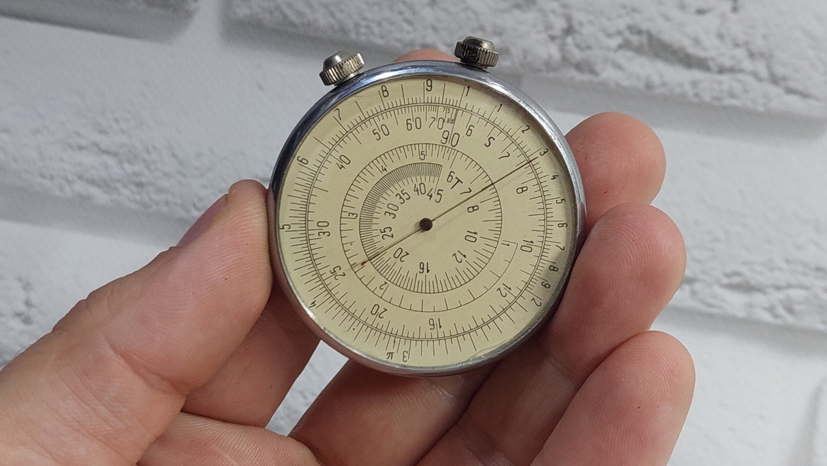 Vintage round rule 1965.pocket calculator, Math tool, Mathematics Round slide rule