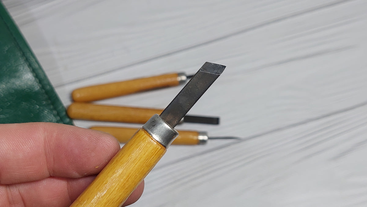 USSR wood carving kit with quality mark, vintage wood carving kit