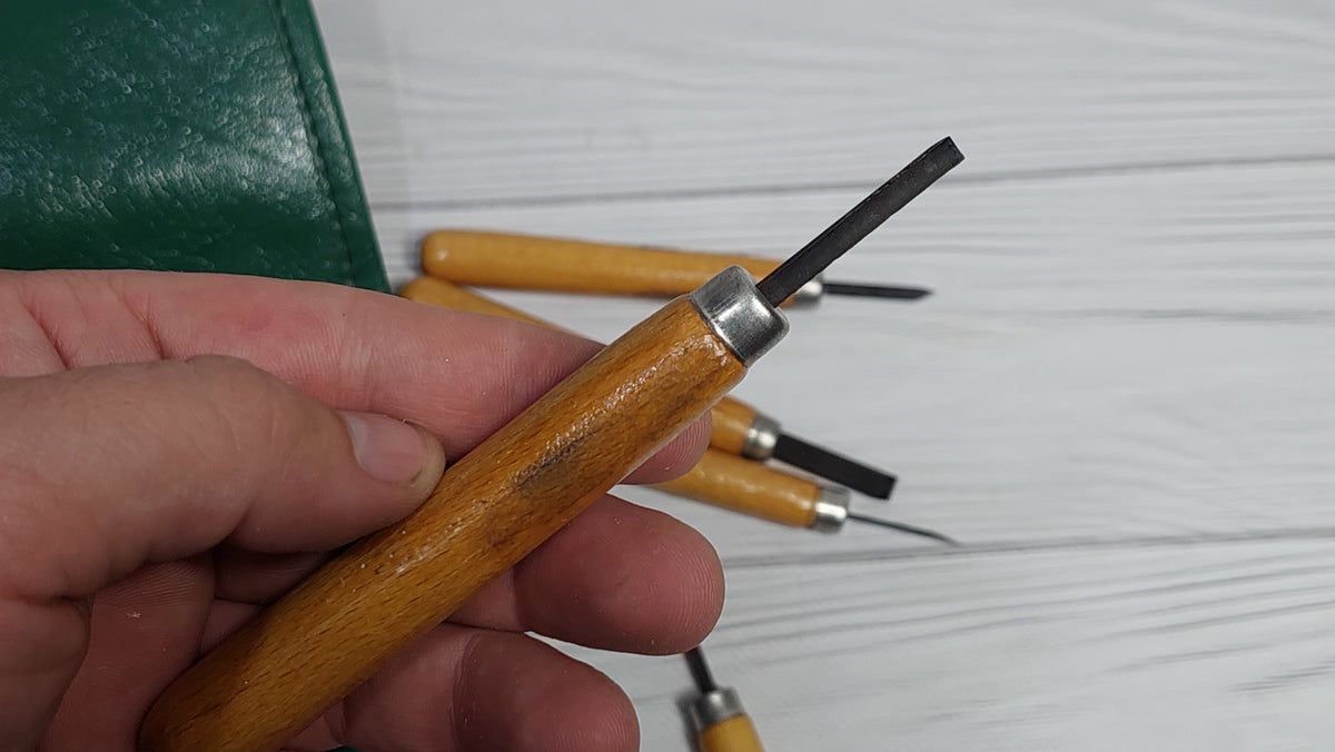 USSR wood carving kit with quality mark, vintage wood carving kit