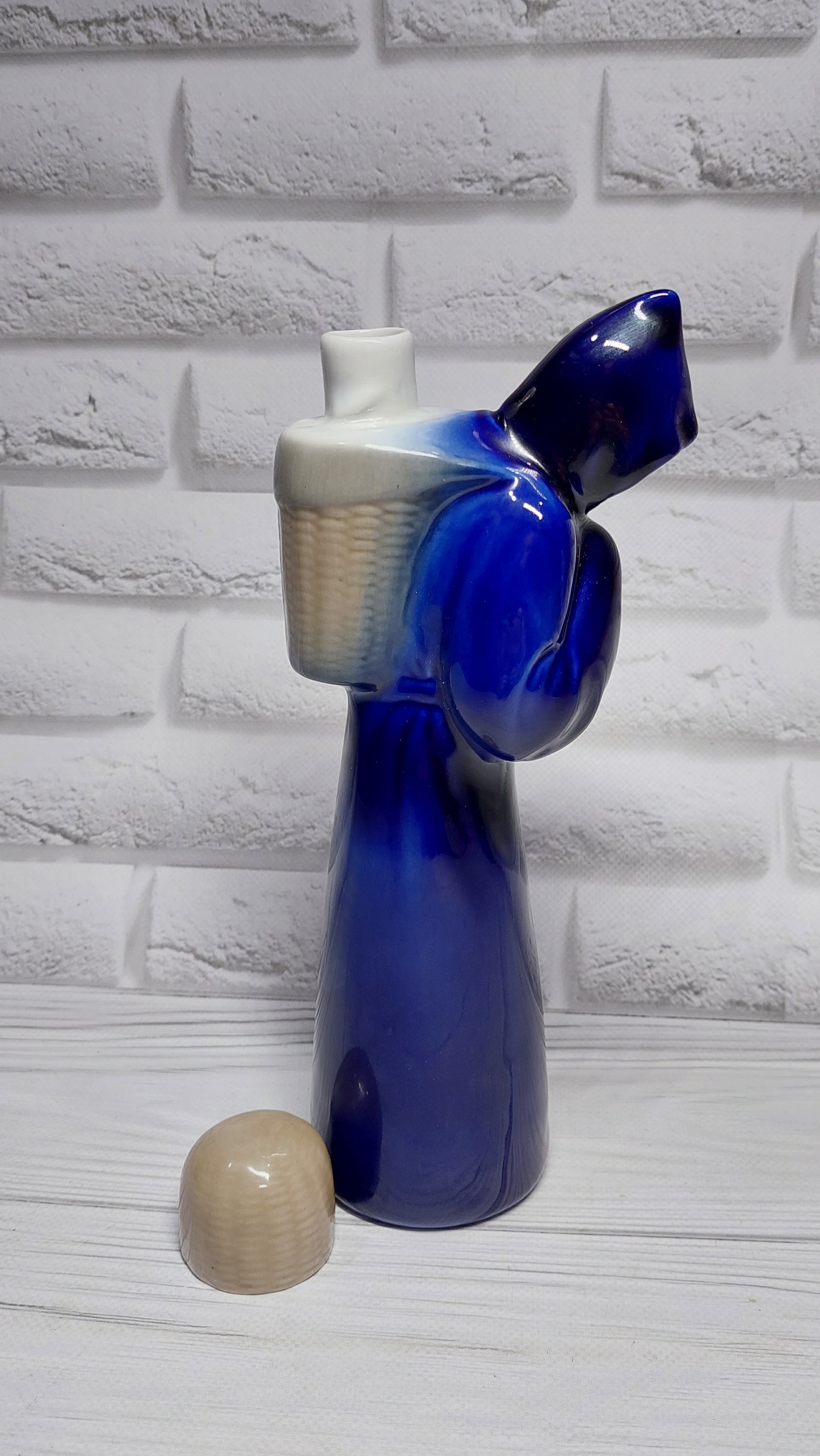 Decanter-bottle porcelain MONK cobalt USSR.