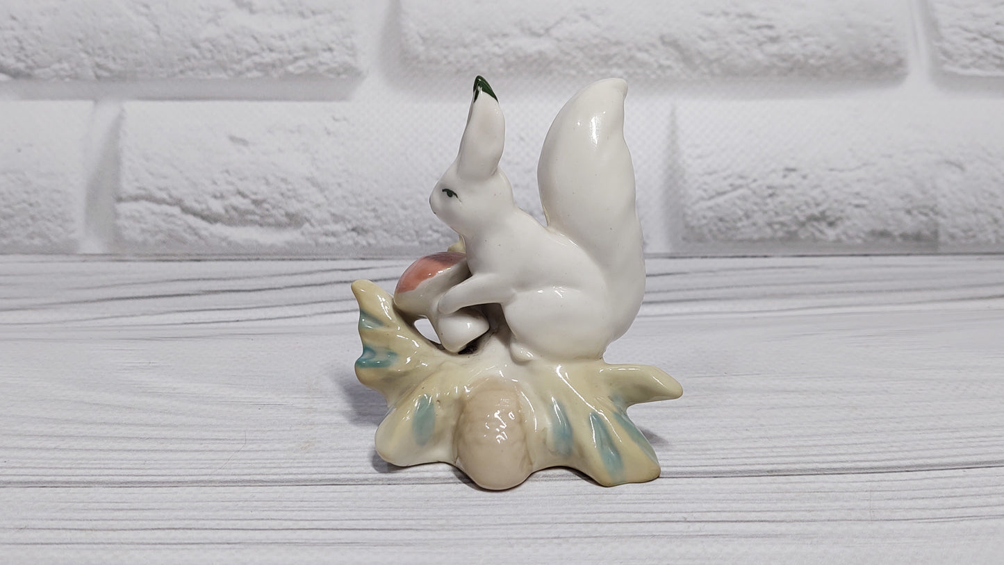 Soviet figurine of a squirrel with a spring mushroom. GORODNITSA.