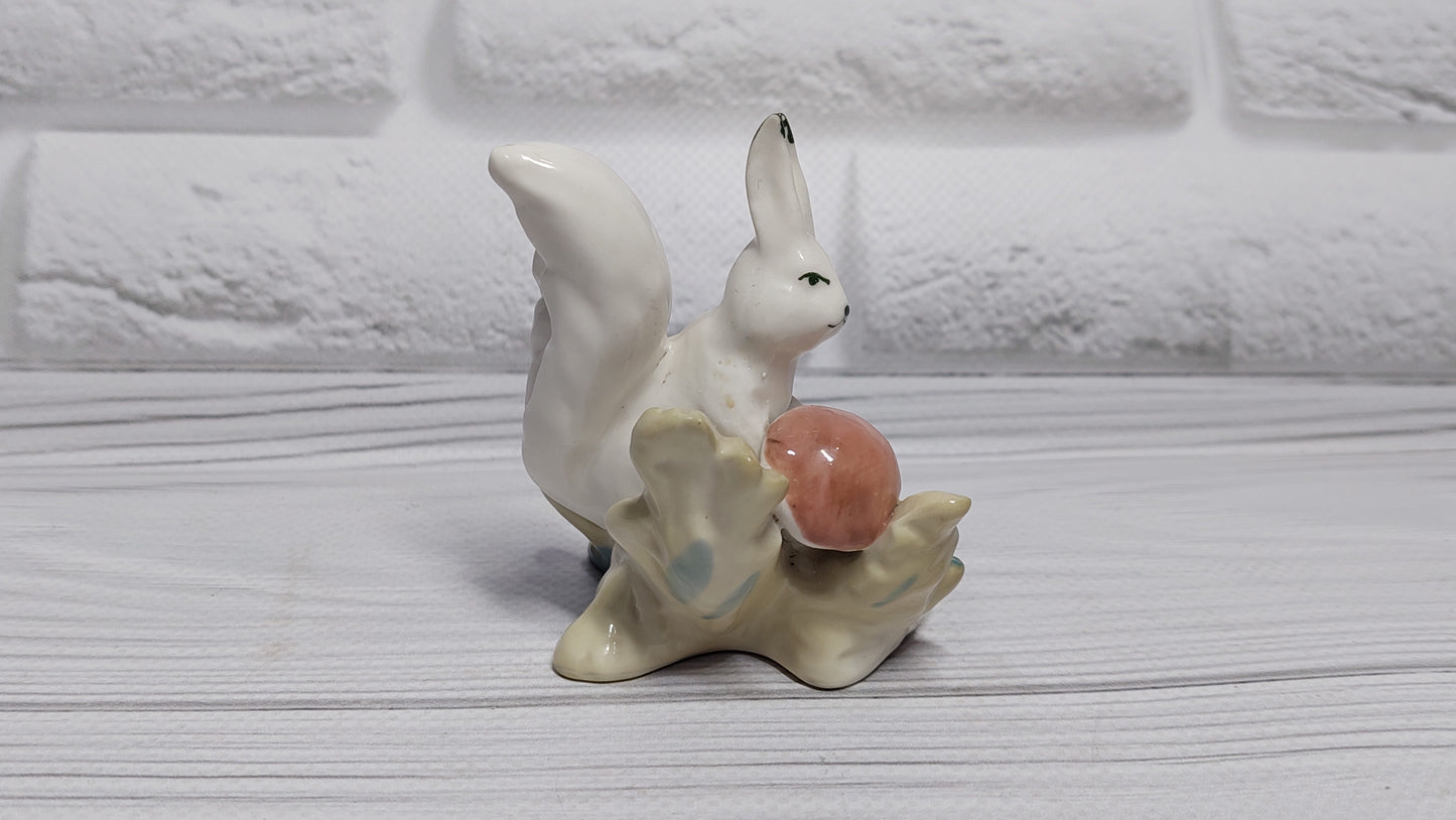 Soviet figurine of a squirrel with a spring mushroom. GORODNITSA.