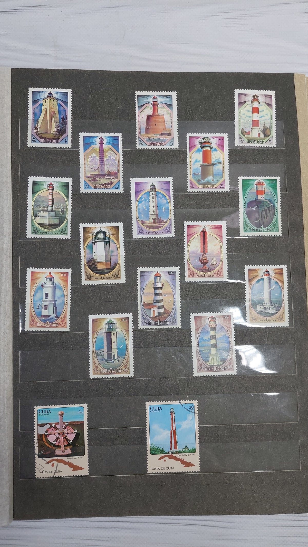 A large collection album with USSR stamps.