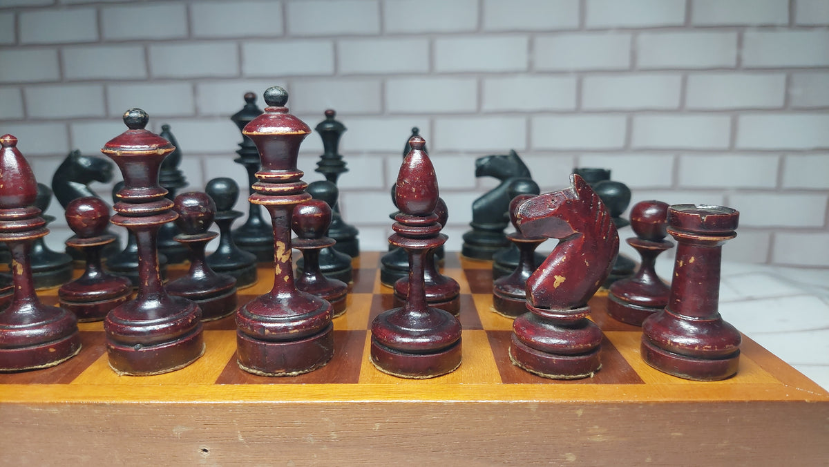 Chess. Antique Soviet, wooden chess set of the 40s in good condition, a gift for men, collectors and lovers of rare chess, old wooden chess of the USSR.