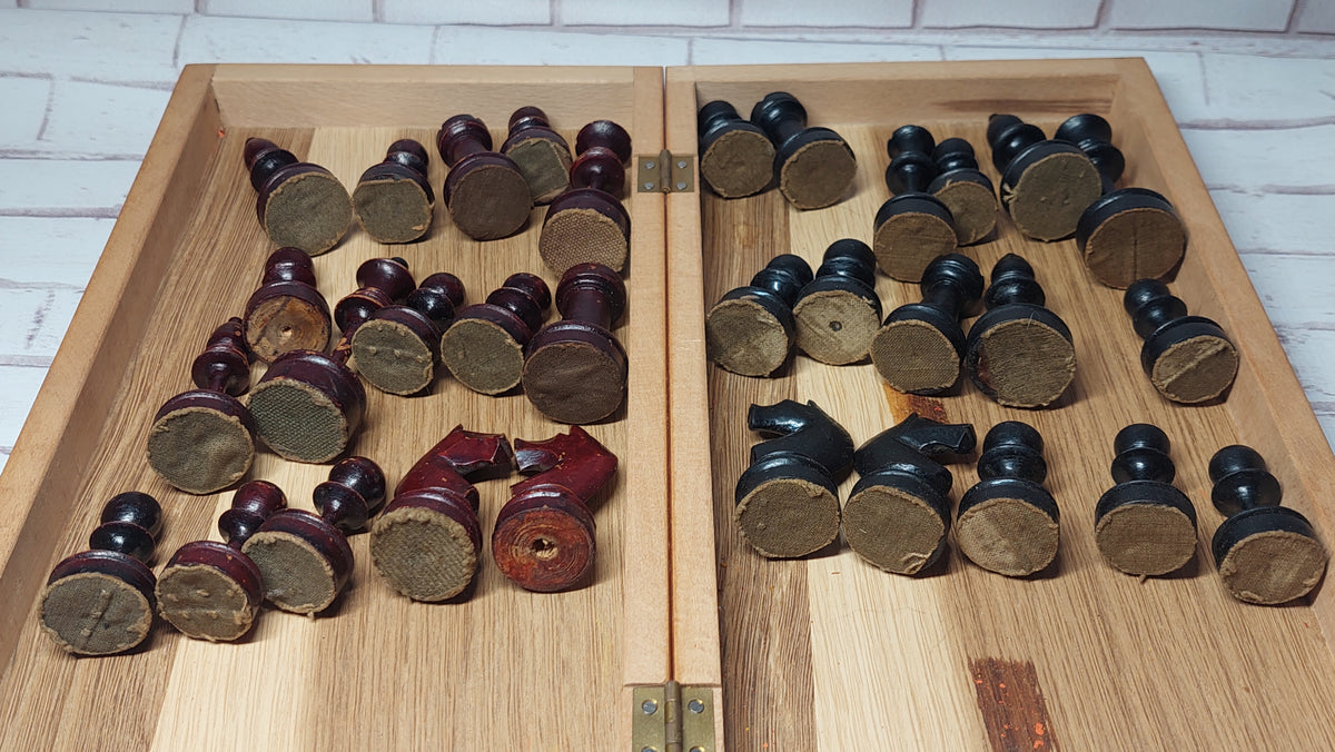 Chess. Antique Soviet, wooden chess set of the 40s in good condition, a gift for men, collectors and lovers of rare chess, old wooden chess of the USSR.