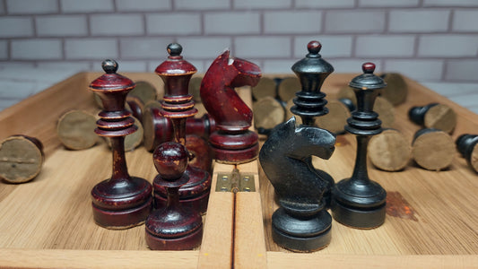 Chess. Antique Soviet, wooden chess set of the 40s in good condition, a gift for men, collectors and lovers of rare chess, old wooden chess of the USSR.