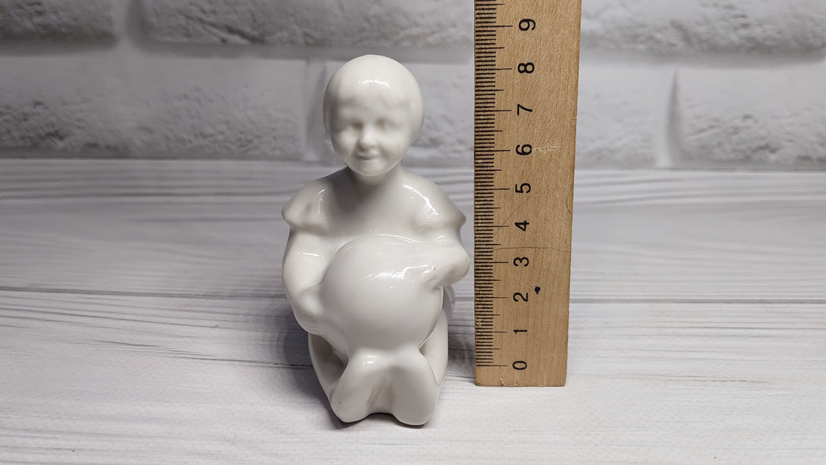 Porcelain figurine of a girl with a ball Antique porcelain figurine children's  porcelain Gorodnitsa Collectible figurine