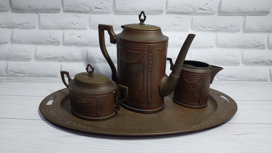 antique copper tea set.