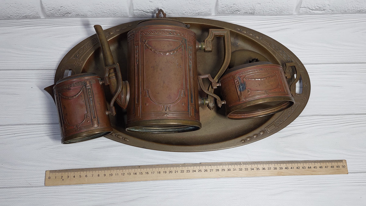 antique copper tea set.