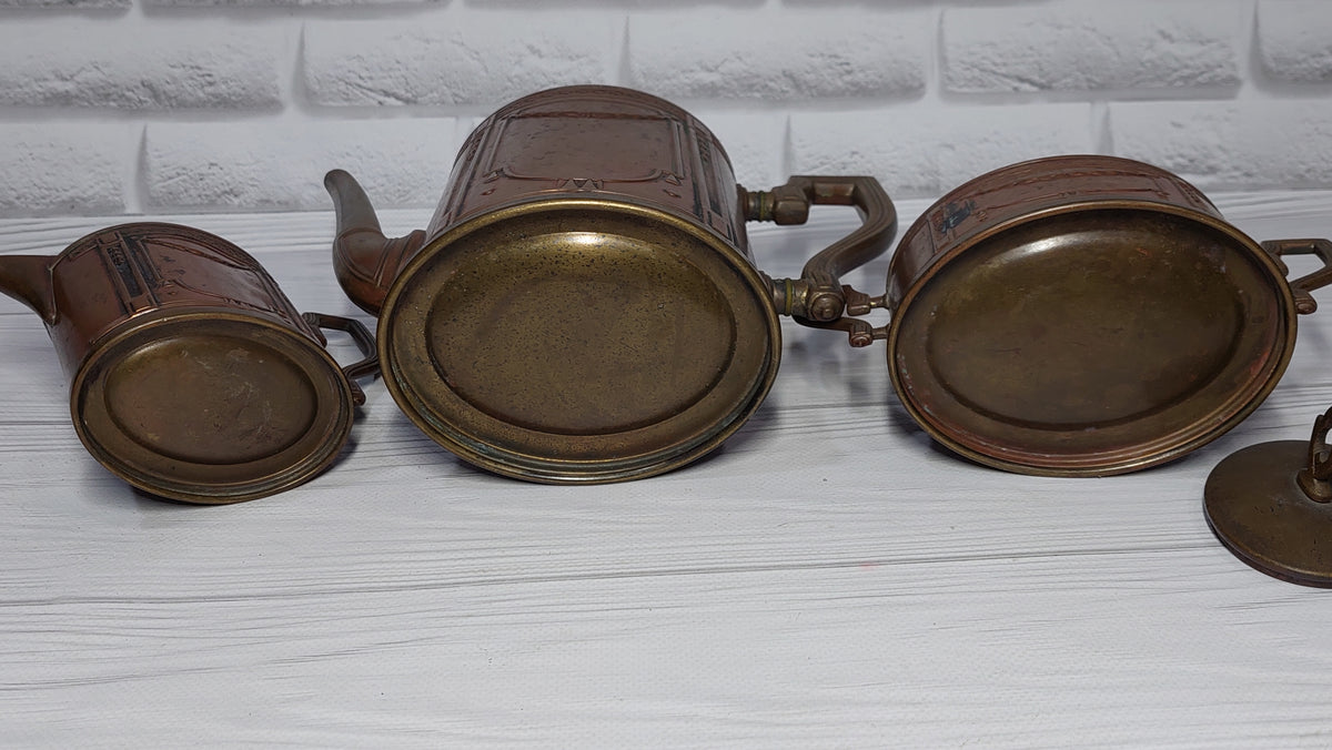 antique copper tea set.