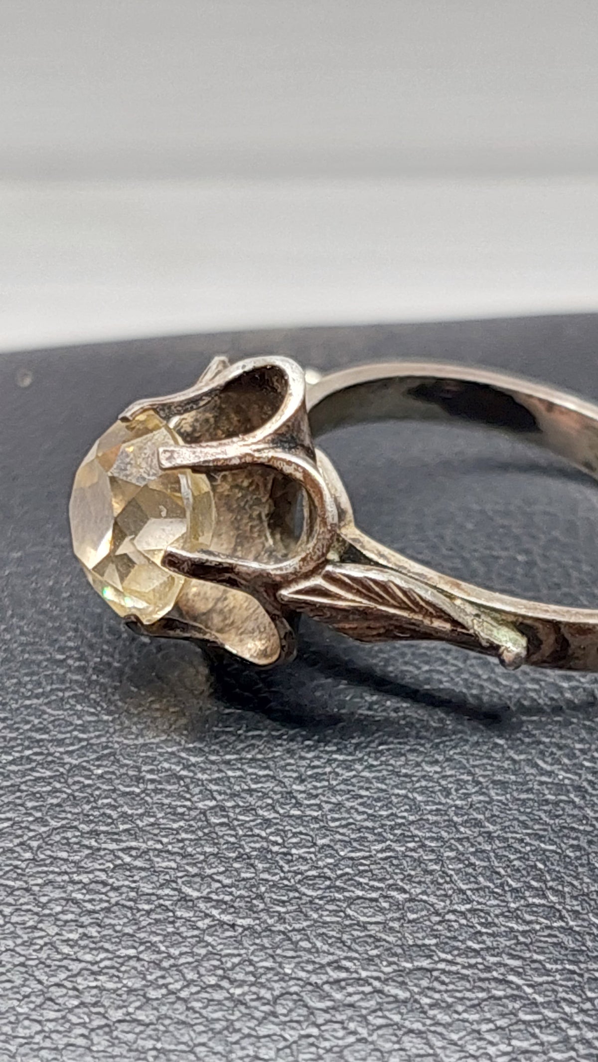 Vintage set of silver and rock crystal ring and earrings Made in USSR 875 silver sample.