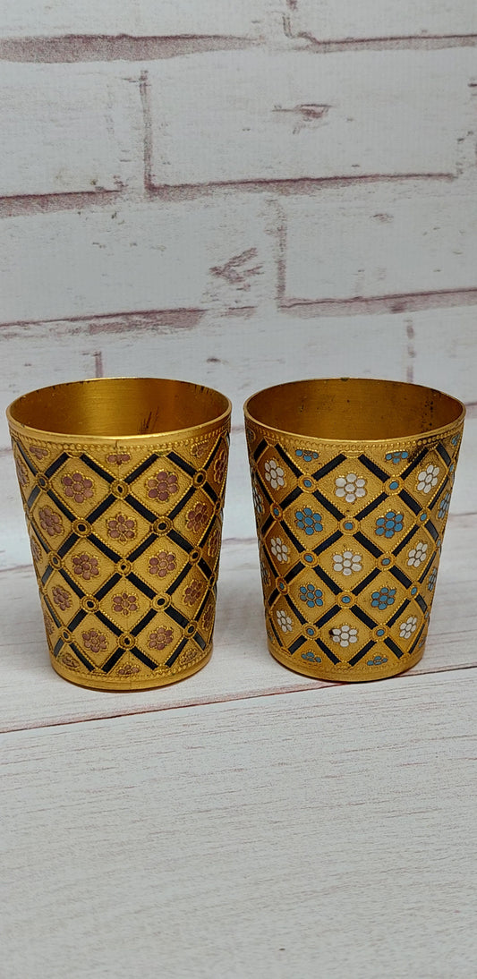 Gorgeous beautiful Two glasses gilded in enamel Made in USSR