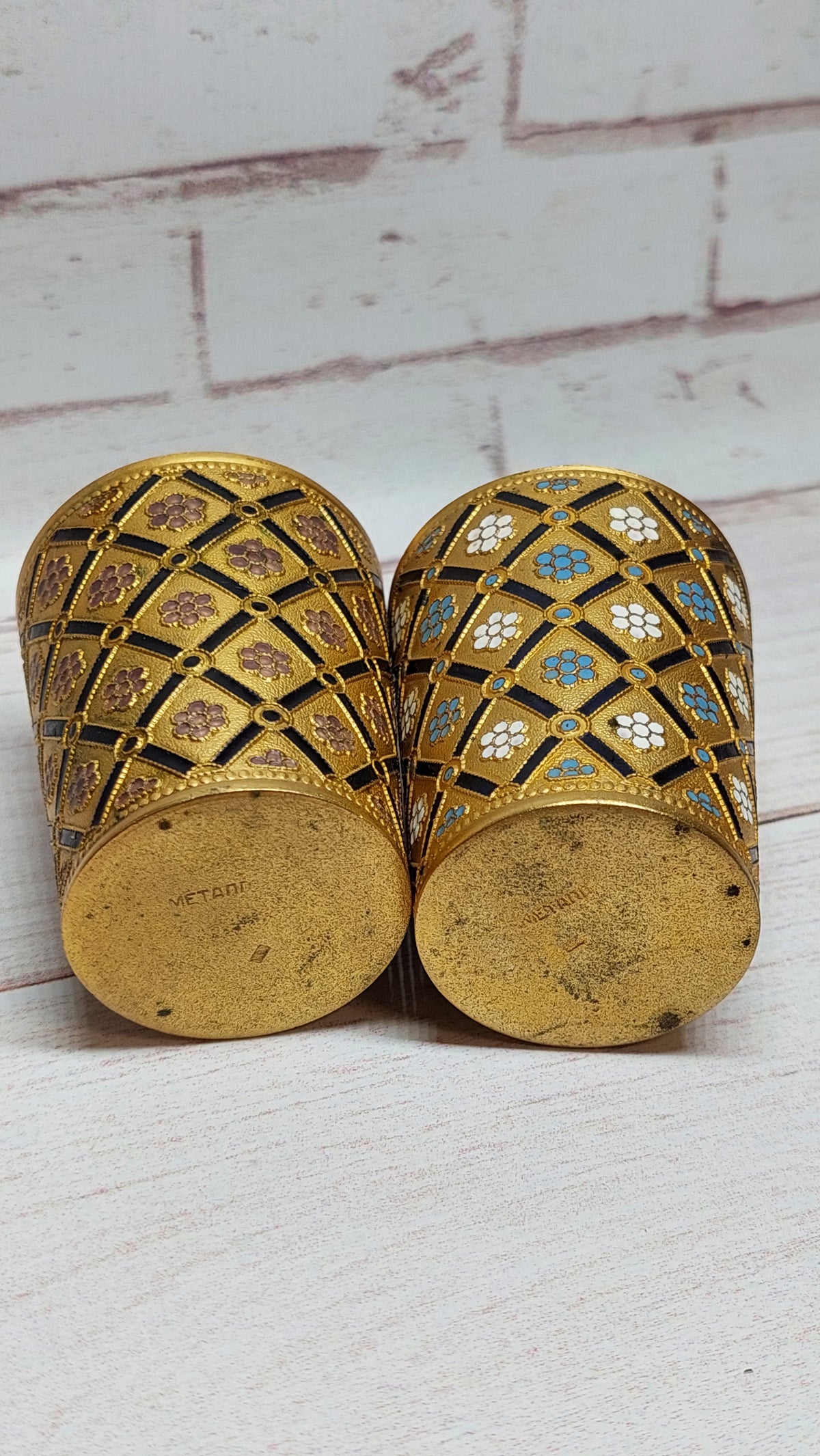 Gorgeous beautiful Two glasses gilded in enamel Made in USSR