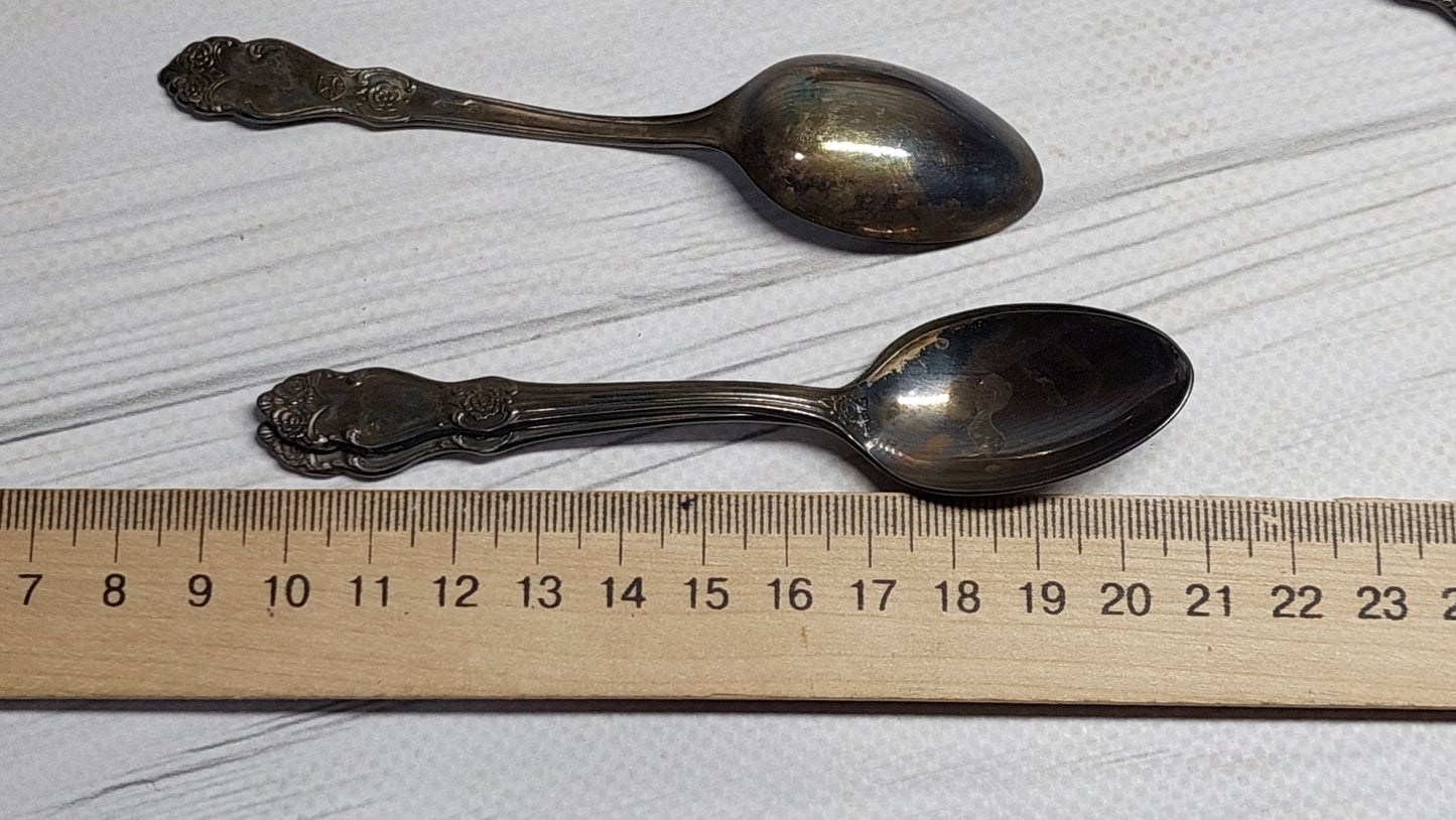 coffee spoons ROSE vintage with quality mark made in USSR cupronickel silver plated coffee spoons