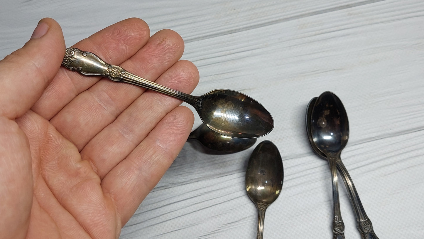 coffee spoons ROSE vintage with quality mark made in USSR cupronickel silver plated coffee spoons