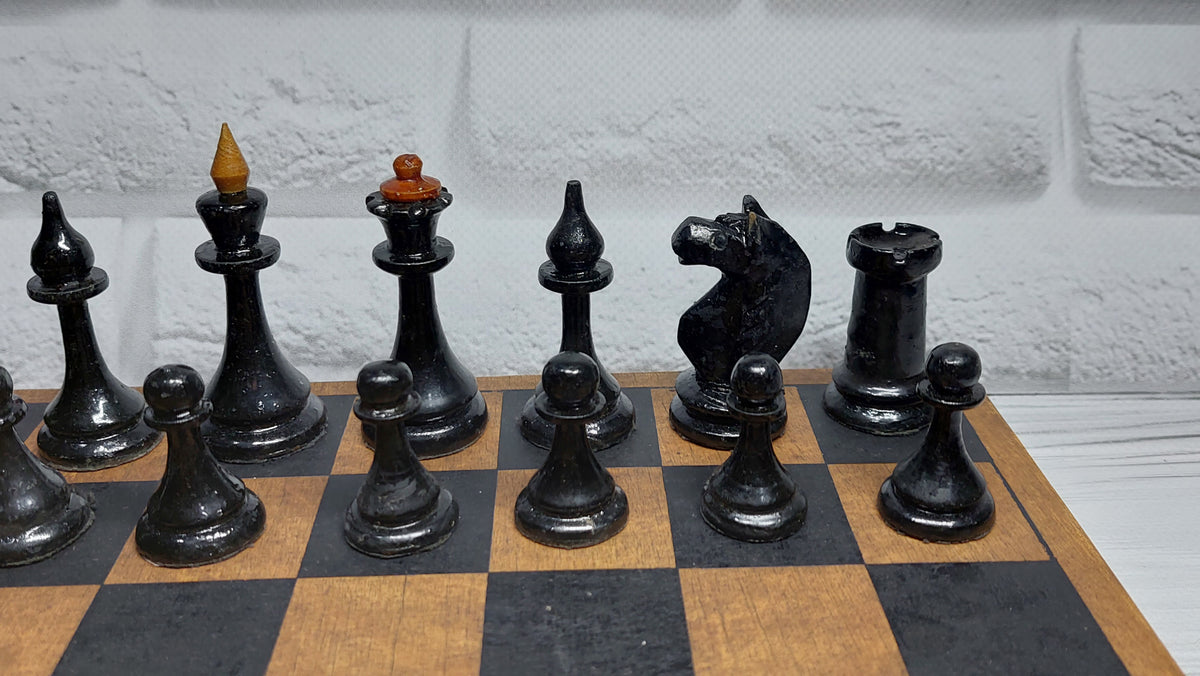 Beautiful authentic classic soviet wooden medium chess set, russian usa, vintage 1960