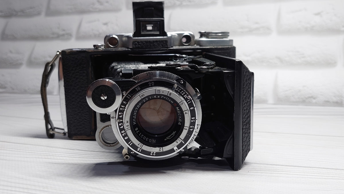 Vintage collectible Moscow-4 (Moskva) Soviet folding film photo camera