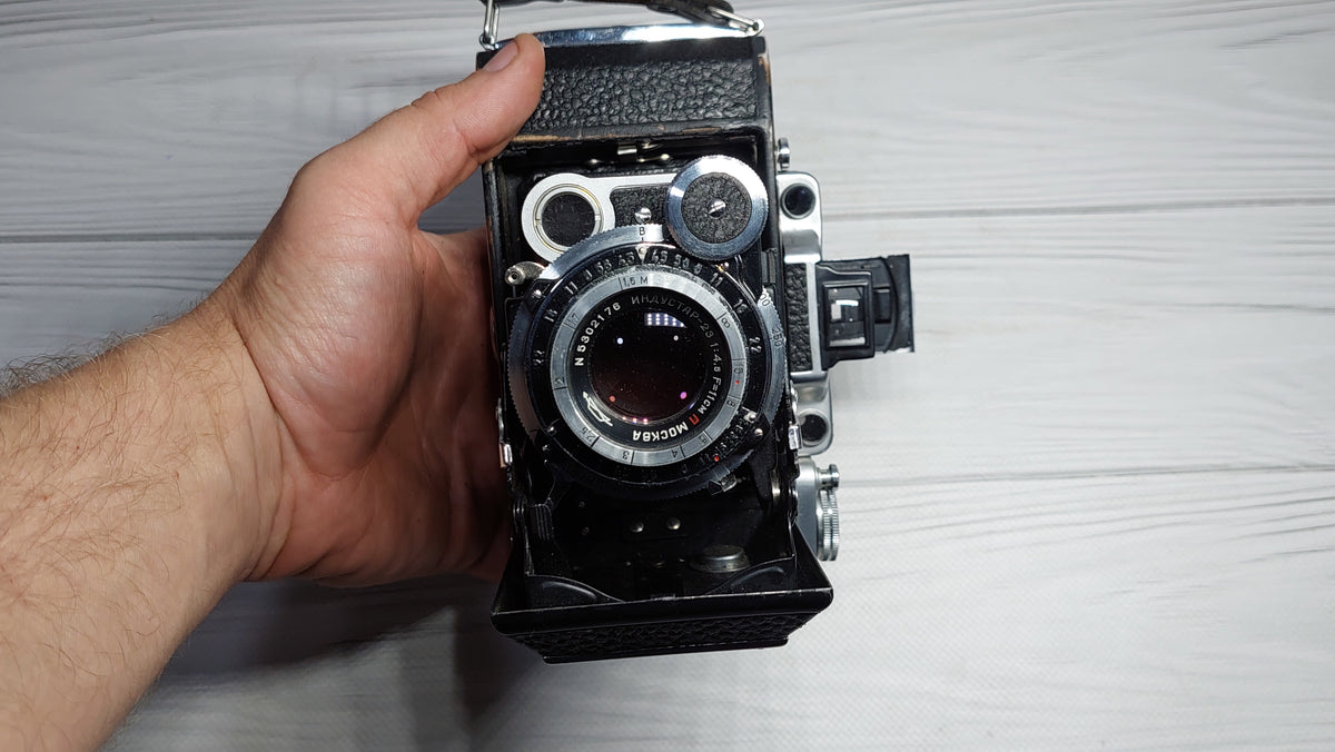 Vintage collectible Moscow-4 (Moskva) Soviet folding film photo camera