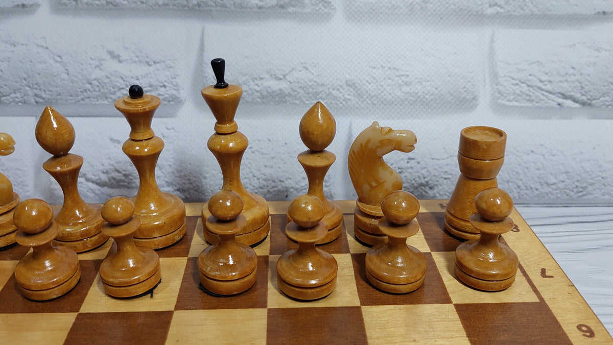 Beautiful Soviet wooden chess. A great gift for chess lovers!
