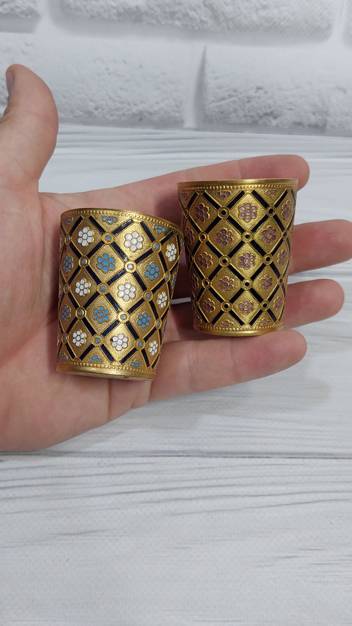 Gorgeous beautiful Two glasses gilded in enamel Made in USSR