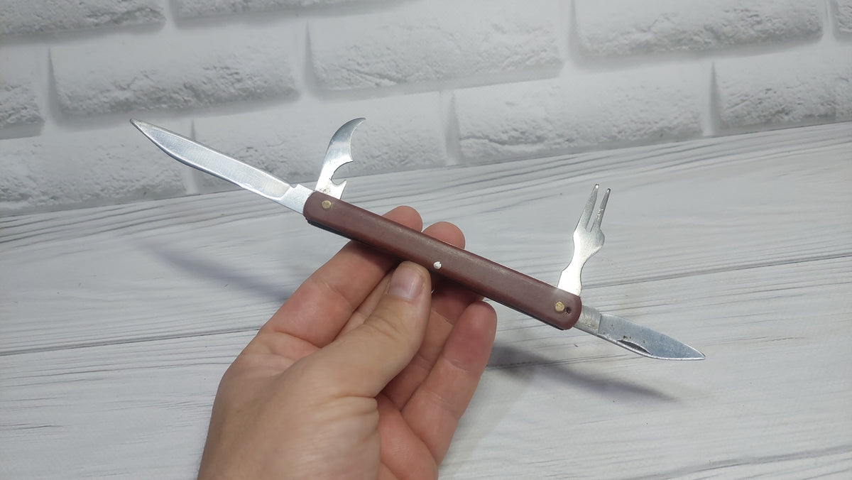 Multitool opener soviet knife Metalist Kharkov folding knife opener made in the USSR.