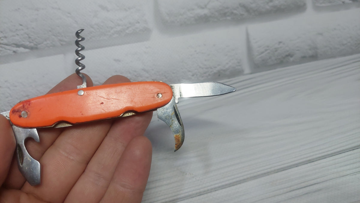 Multitool opener soviet knife Metalist Kharkov folding knife opener made in the USSR.
