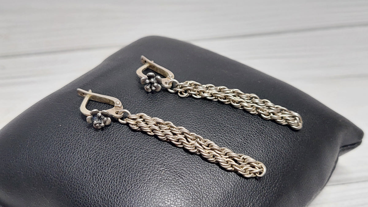 Silver Soviet earrings star 925 assay value.