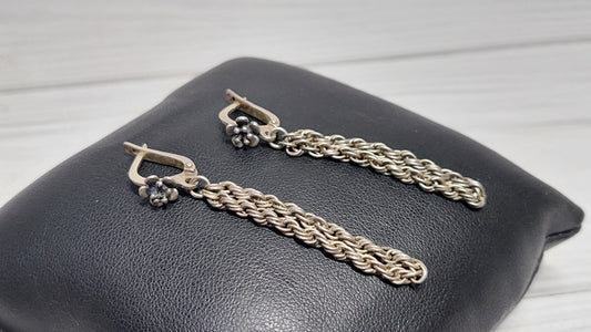 Silver Soviet earrings star 925 assay value.