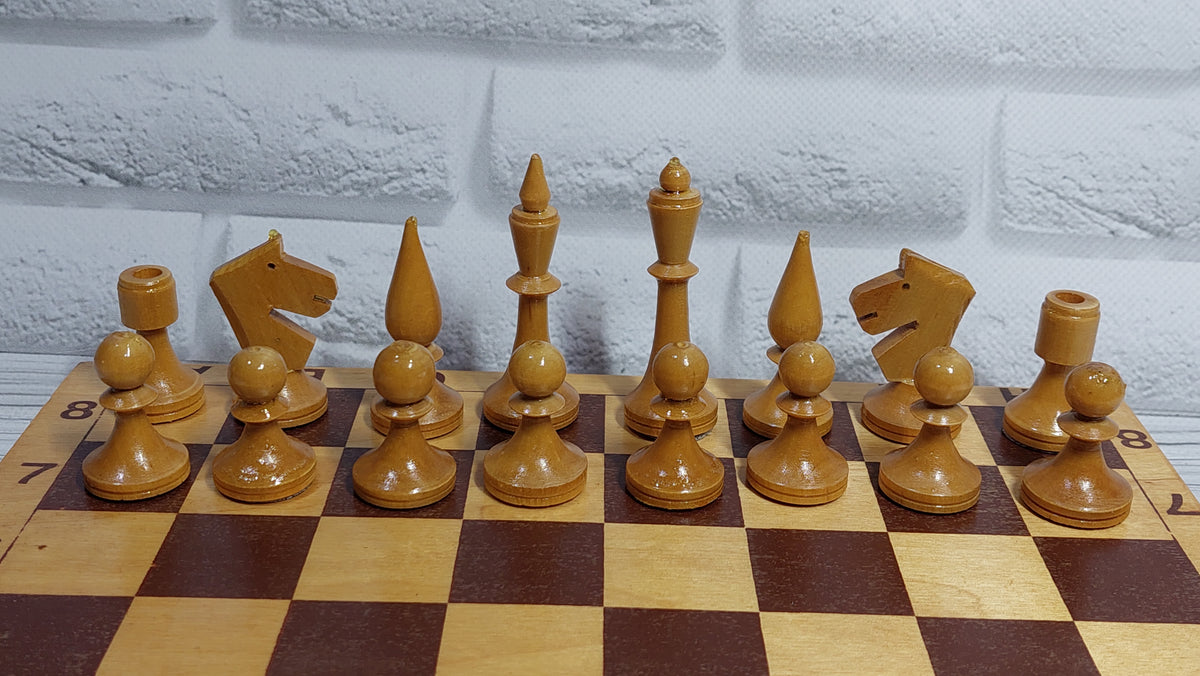 Soviet vintage chess, wooden chess made in USSR.