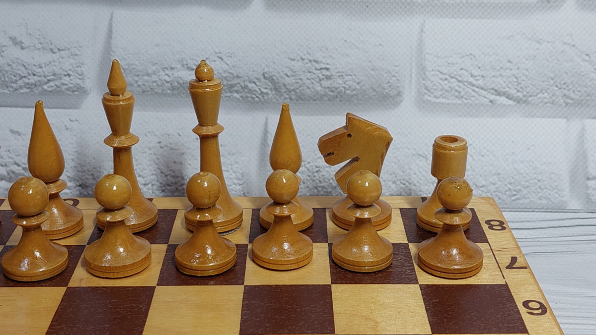 Soviet vintage chess, wooden chess made in USSR.