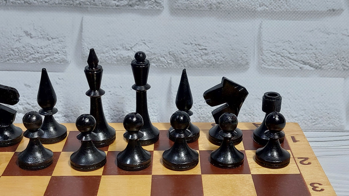 Soviet vintage chess, wooden chess made in USSR.