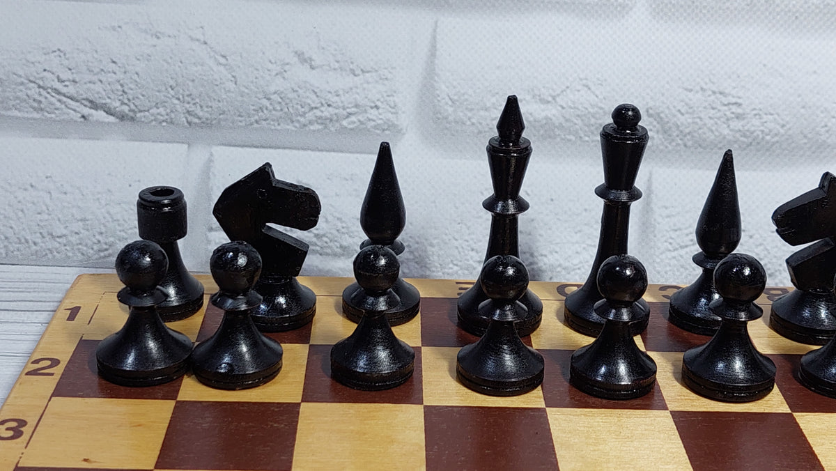 Soviet vintage chess, wooden chess made in USSR.