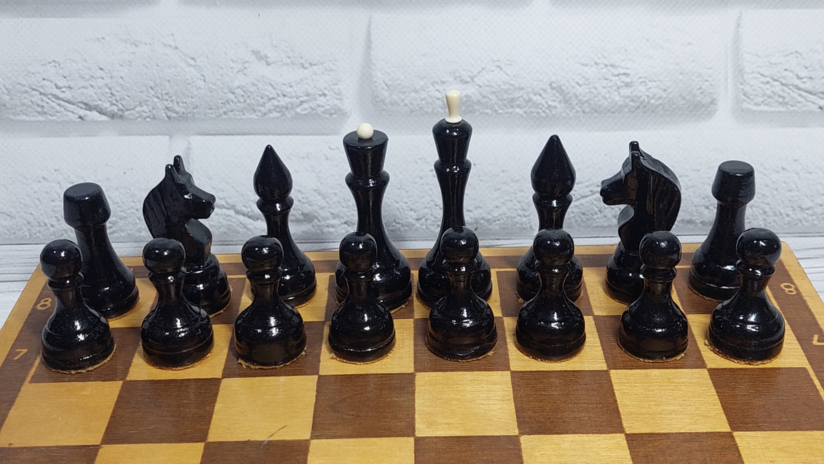 Beautiful, genuine classic Soviet wooden chess set USSR, antique.