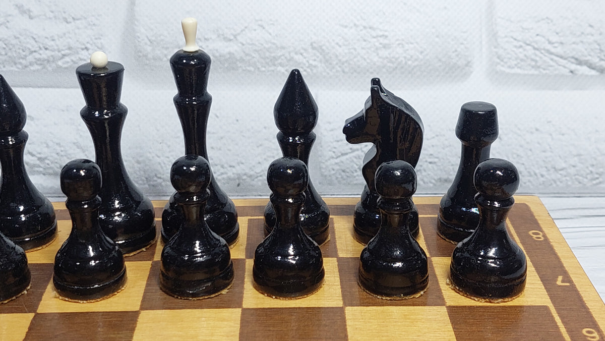 Beautiful, genuine classic Soviet wooden chess set USSR, antique.