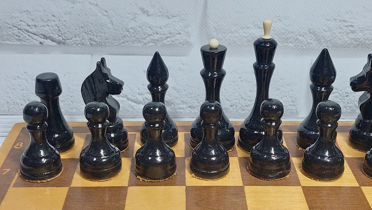 Beautiful, genuine classic Soviet wooden chess set USSR, antique.