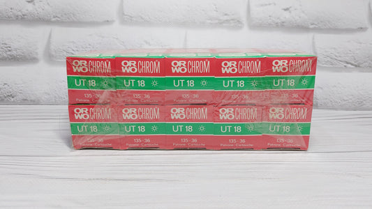10 rolls of vintage German ORWO Chrom UT18 ISO50 35mm colour slide film.