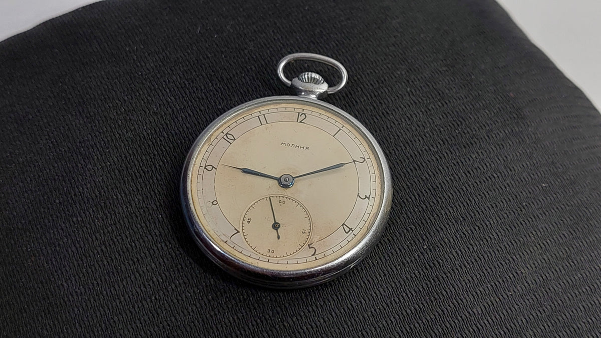 Soviet antique watch "MOLNIYA" Mechanical pocket watch, Mechanical watch USSR.