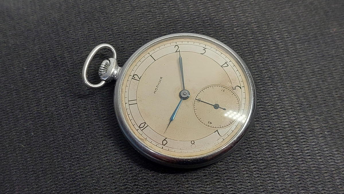 Soviet antique watch "MOLNIYA" Mechanical pocket watch, Mechanical watch USSR.