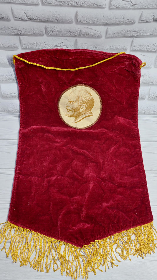 Soviet old flag pennant, communist flag of the USSR, communist propaganda of the USSR.