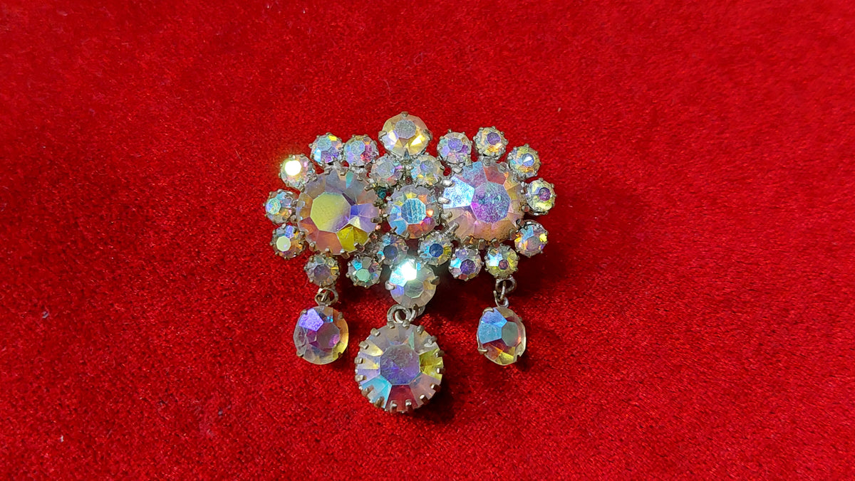 Vintage brooch, Czechoslovakian vintage, rock crystal, 60's, brooch.