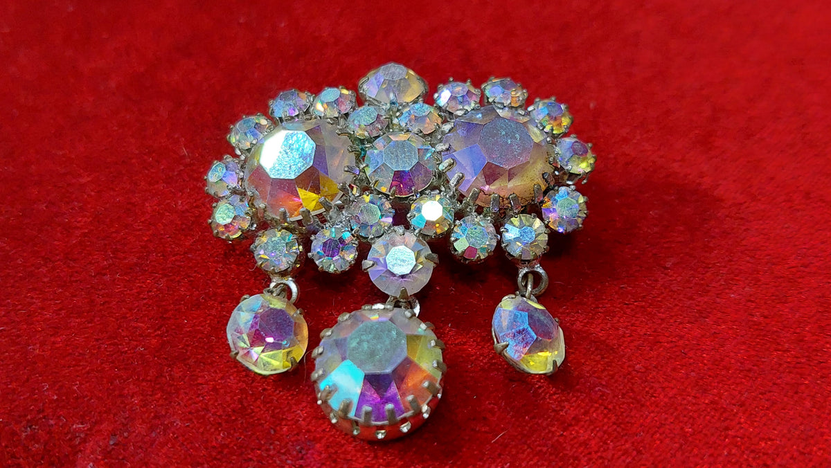 Vintage brooch, Czechoslovakian vintage, rock crystal, 60's, brooch.