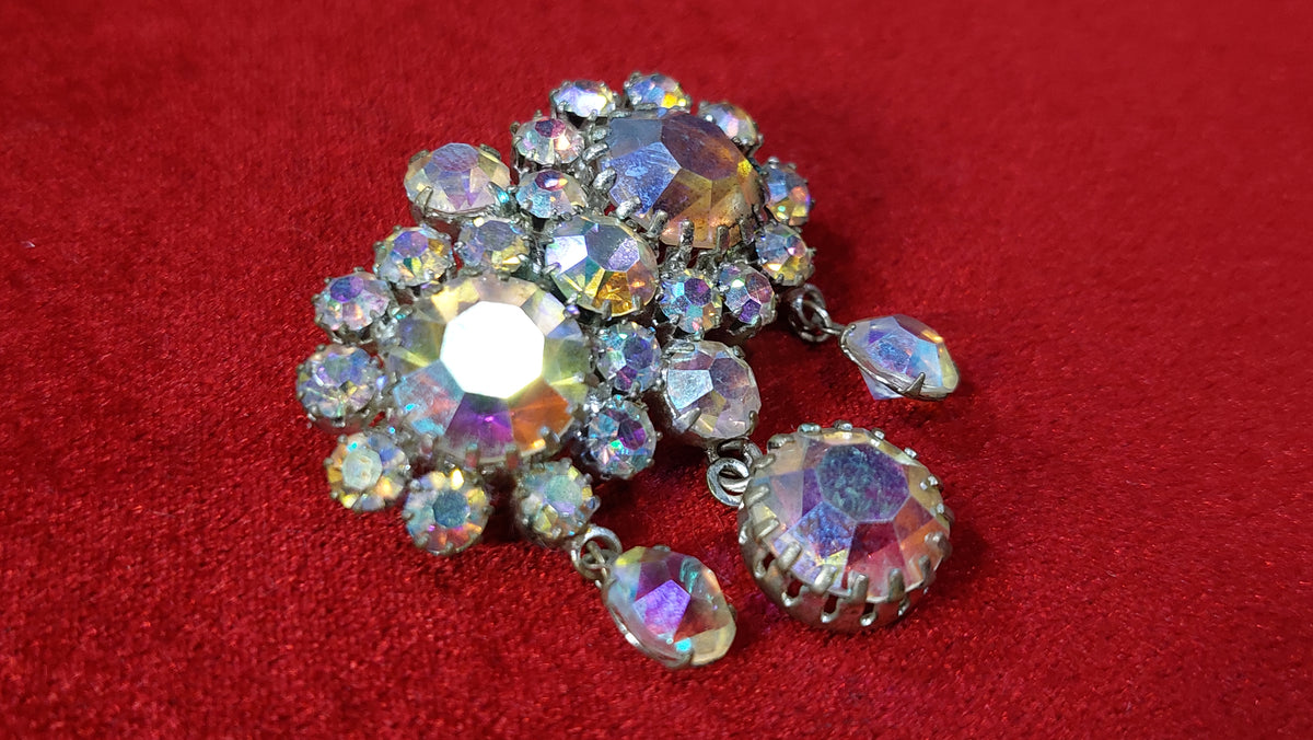 Vintage brooch, Czechoslovakian vintage, rock crystal, 60's, brooch.