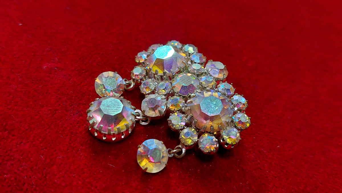 Vintage brooch, Czechoslovakian vintage, rock crystal, 60's, brooch.